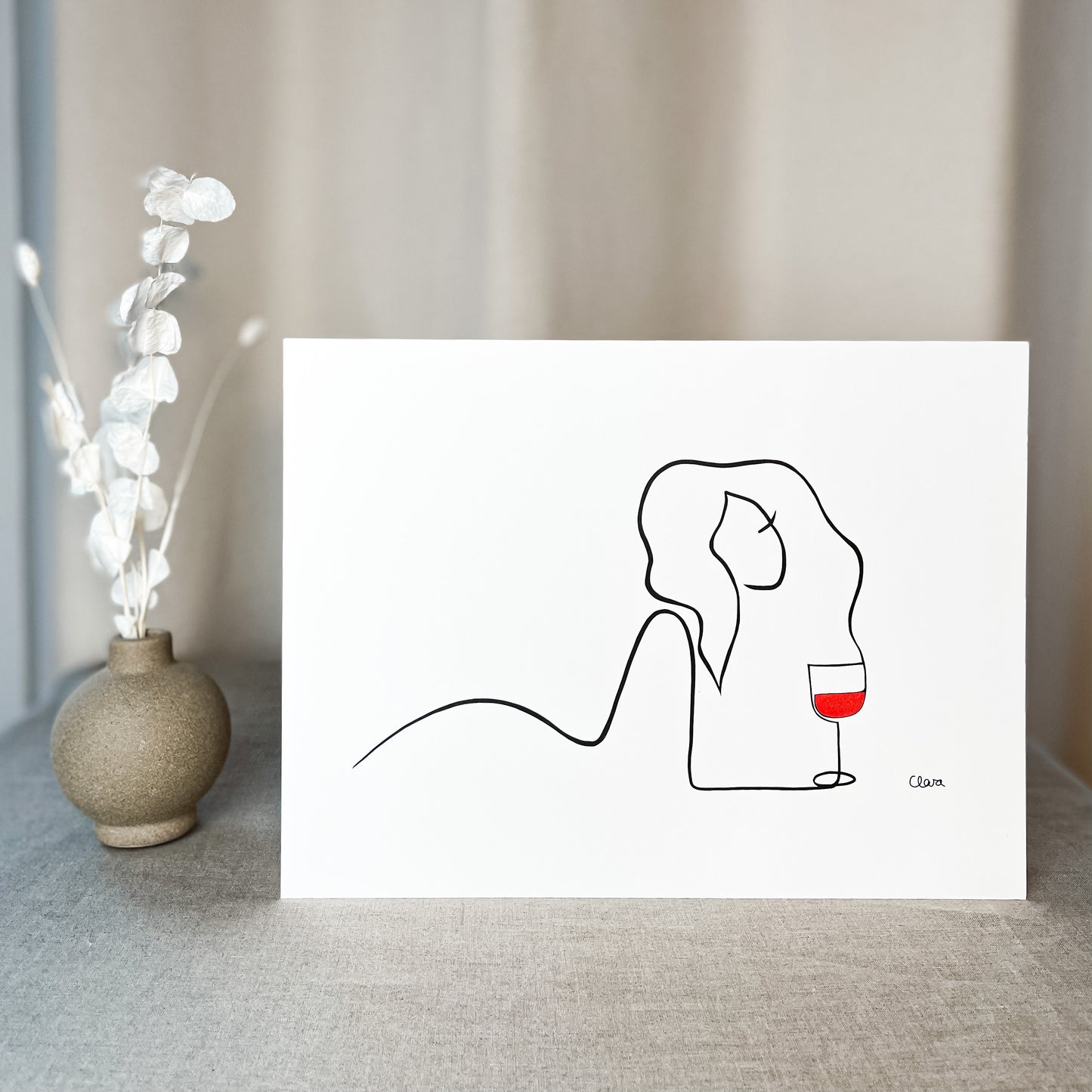 Frauen am Weinen 10er Set Rot-Set-JUDITH CLARA-10x15 cm Papier 300g (zartweiß)-one-line-art
