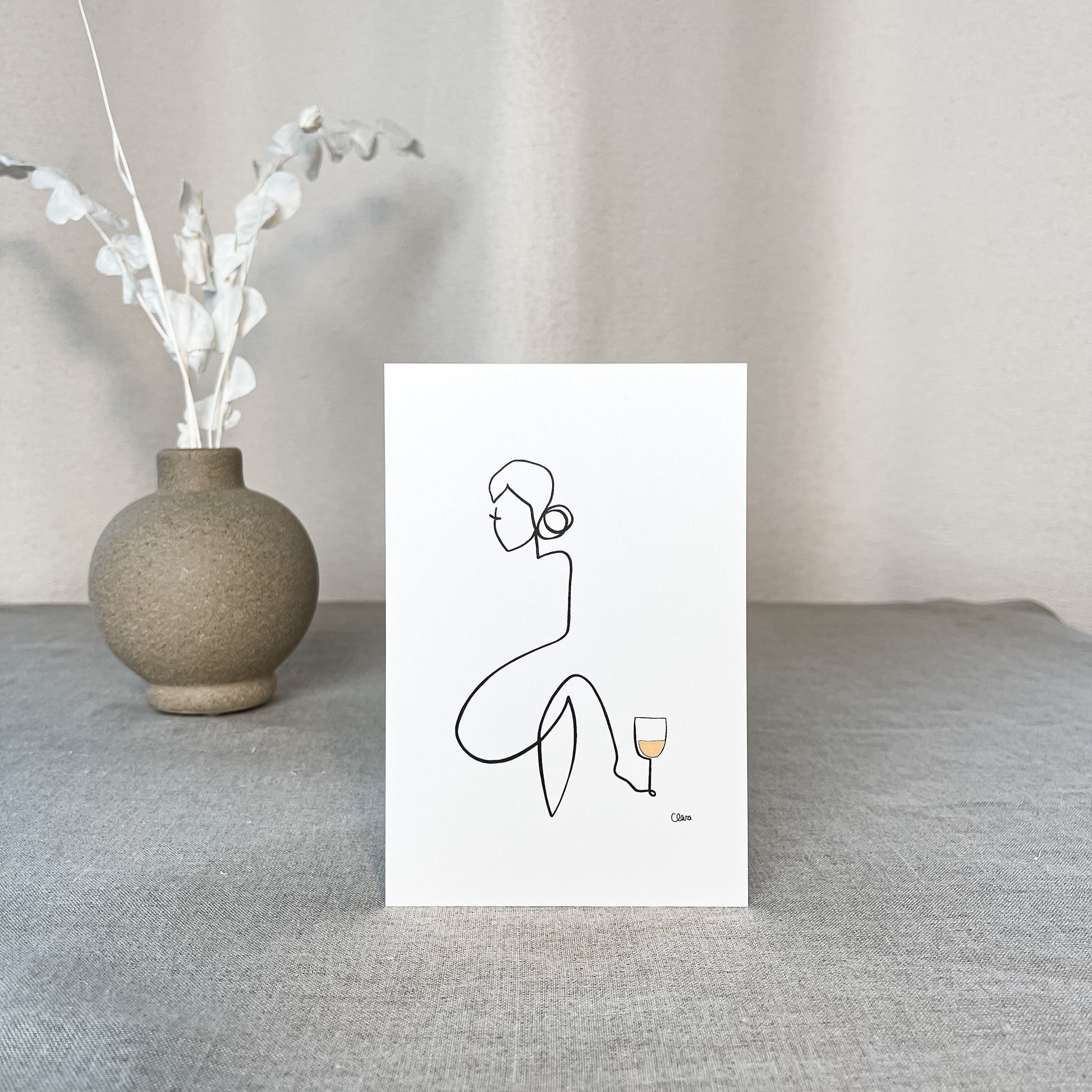 Frauen am Weinen 10er Set Gold-Set-JUDITH CLARA-10x15 cm Papier 300g (zartweiß)-one-line-art