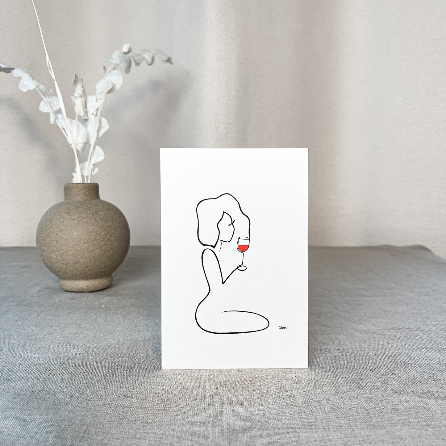 Frauen am Weinen Nr. 4-Kunst-JUDITH CLARA-10x15 cm (zartweiß) Papier 300g-one-line-art