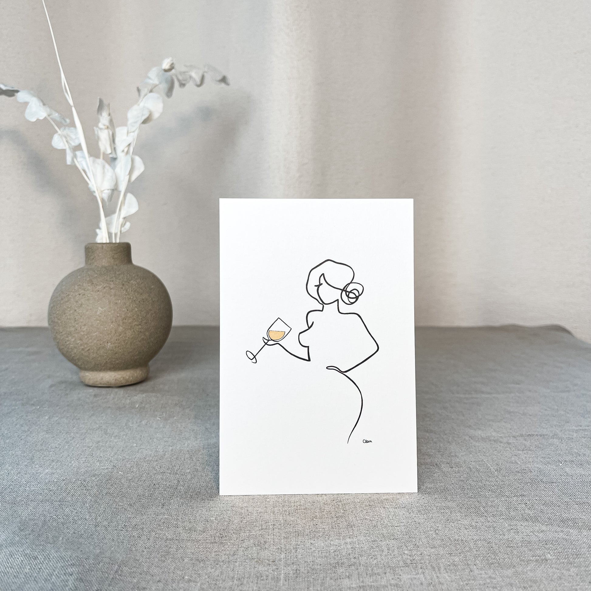 Frauen am Weinen 10er Set Gold-Set-JUDITH CLARA-10x15 cm Papier 300g (zartweiß)-one-line-art
