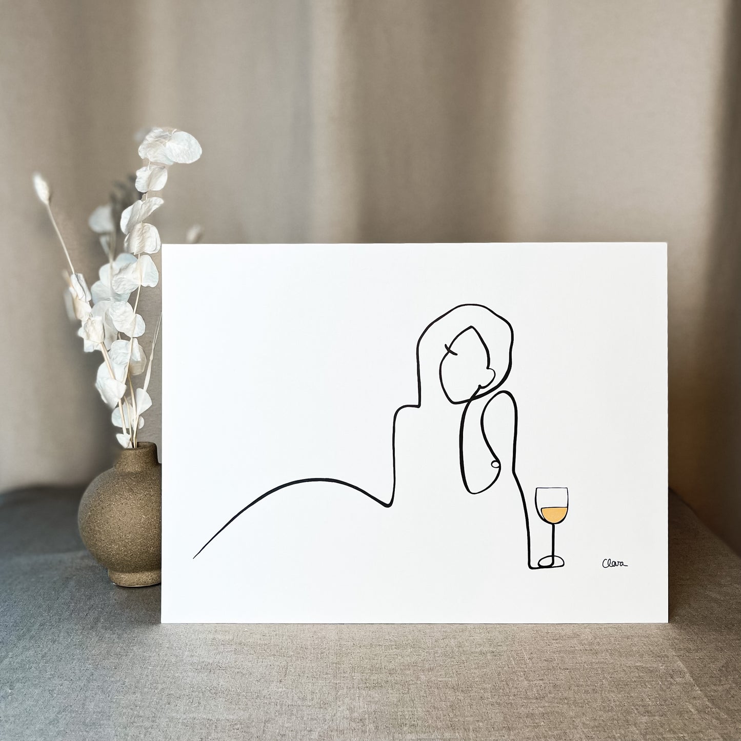 Frauen am Weinen Nr. 7-Kunst-JUDITH CLARA-30x40 cm (zartweiß) Papier 300g-one-line-art
