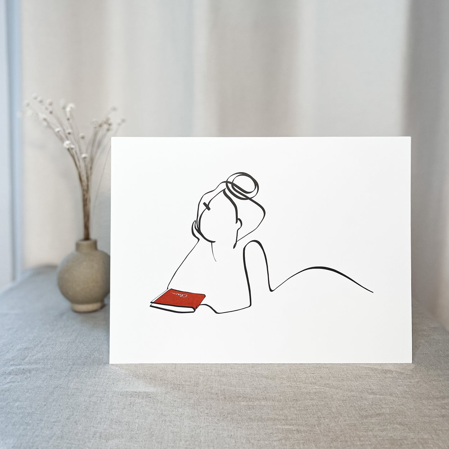 Frauen und Bücher 9er Set | Die gesamte Reihe von Judith Clara-Kunstdruck-JUDITH CLARA-10x15 cm (zartweiß) Papier 300g-one-line-art