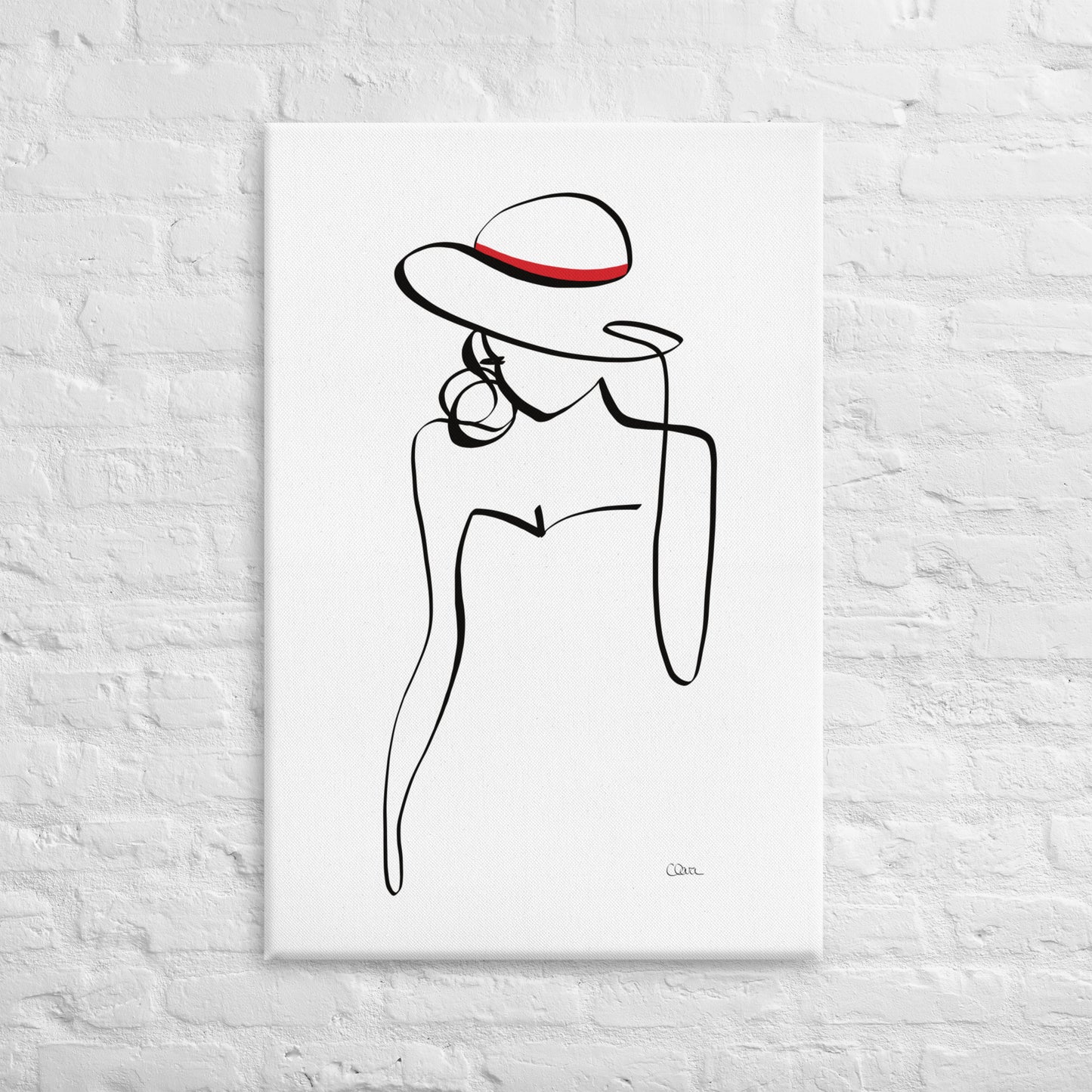 Special Nr. 1 "Frau mit Hut"-JUDITH CLARA-60x90 cm Leinwand-one-line-art