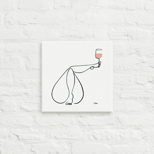 Frauen am Weinen Nr. 9 ROSÉ-Leinwand-JUDITH CLARA-30x30 cm Leinwand-one-line-art