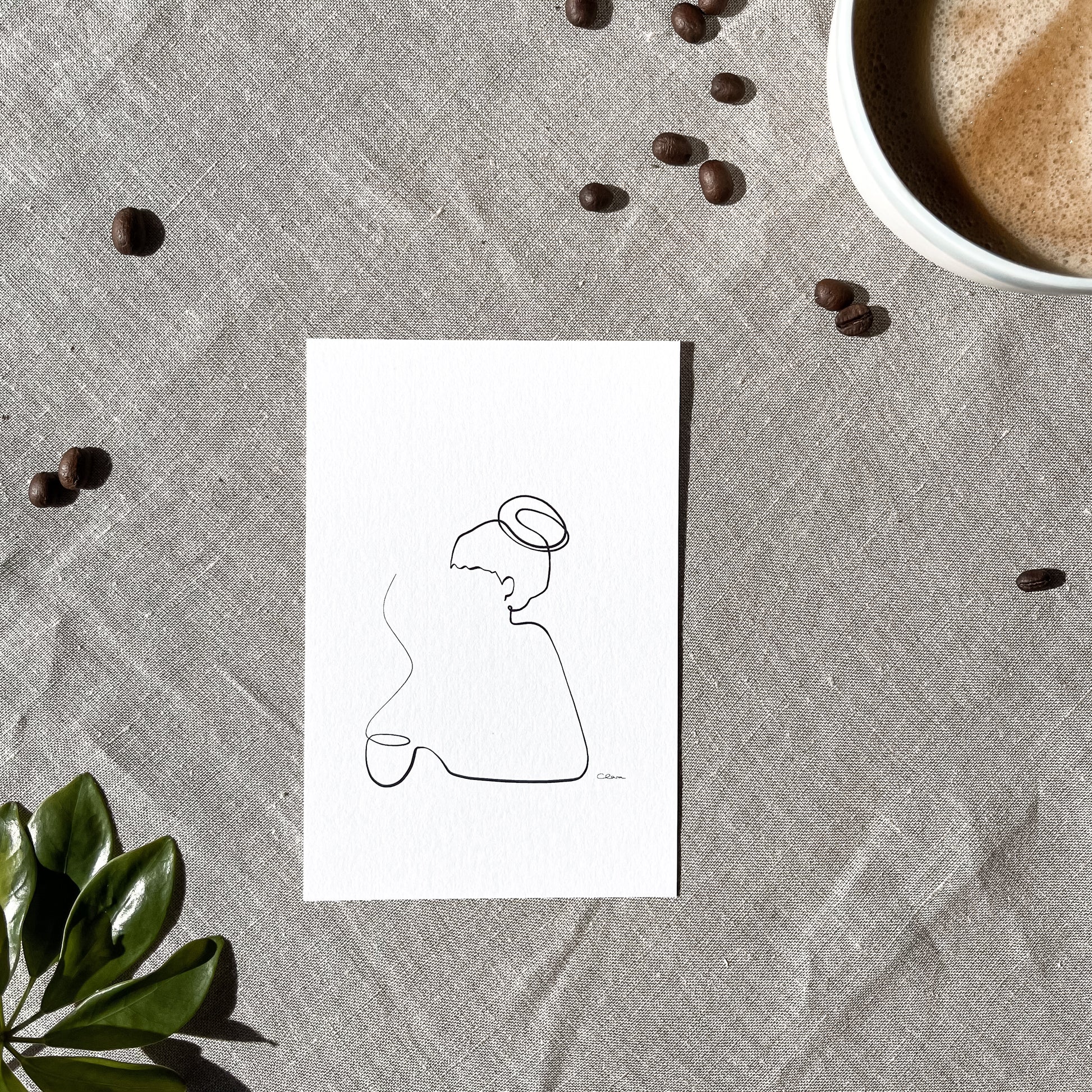 Kaffee oder Tee? Nr. 6-JUDITH CLARA-10x15 cm (zartweiß) Papier 300g-one-line-art