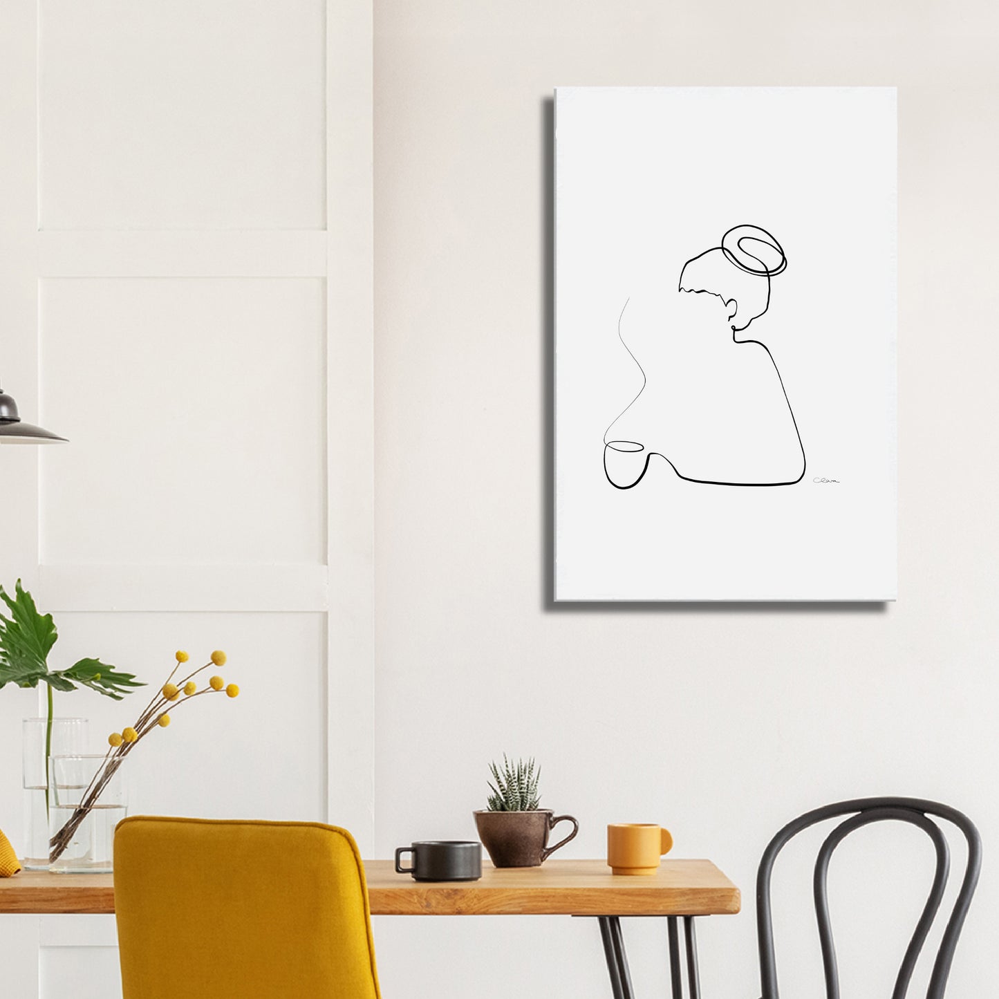 Kaffee oder Tee? Nr. 6-JUDITH CLARA-60x90 cm Leinwand-one-line-art