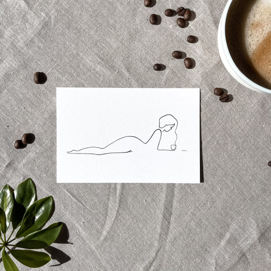 Kaffee oder Tee? Nr. 1-JUDITH CLARA-15x10 cm (zartweiß) Papier 300g-one-line-art