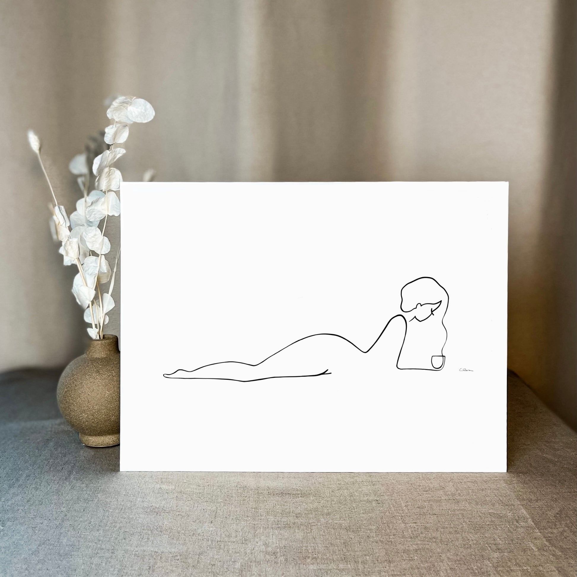 Kaffee oder Tee? Nr. 1-JUDITH CLARA-40x30 cm (zartweiß) Papier 300g-one-line-art