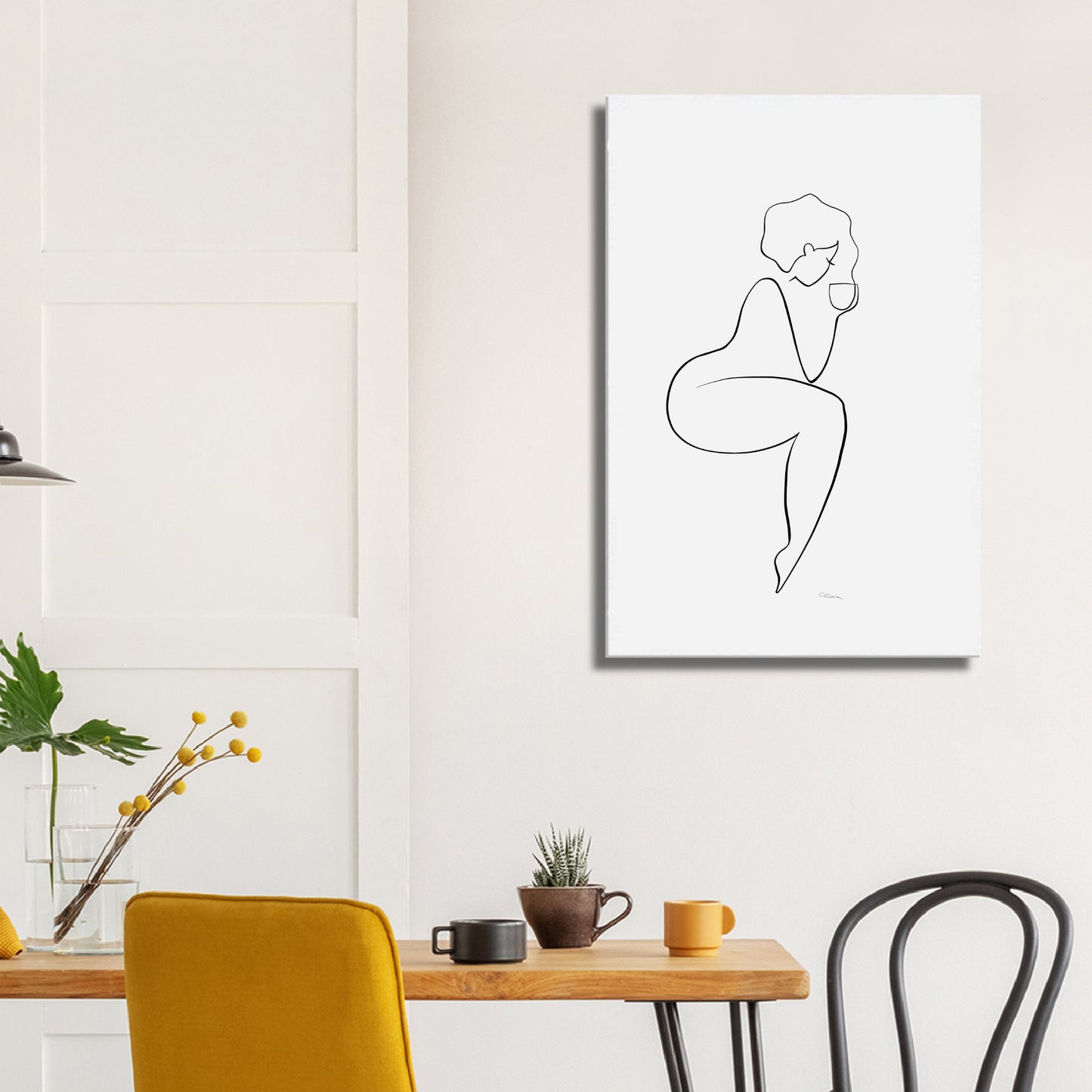 Kaffee oder Tee? Nr. 8-JUDITH CLARA-60x90 cm Leinwand-one-line-art