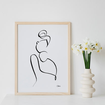 Mutter und Kind Nr. 4-Grußkarte-JUDITH CLARA-30x40 cm (zartweiß) Papier 300g-one-line-art