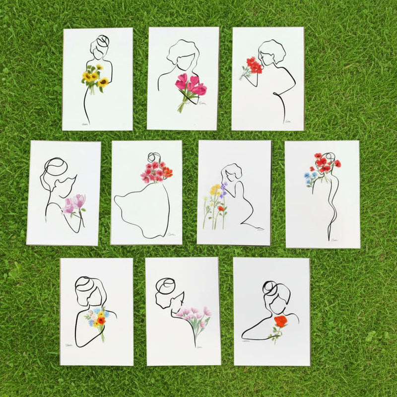 Kleine Kunstwerke als Geschenk oder Grußkarte zu Blumen hochwertig