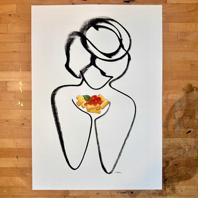 Pasta Ist Leben (handgezeichnet)