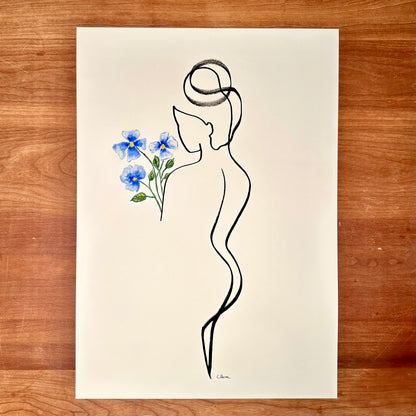 Frauen in der Blüte Nr. 7 - handgezeichnet