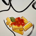 ‚Pasta Ist Leben‘ (handgezeichnet)