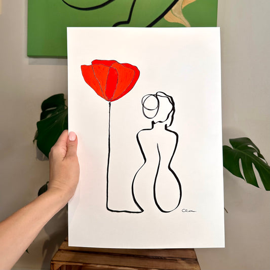 "Die Mohnblume" - handgezeichnete Reproduktion