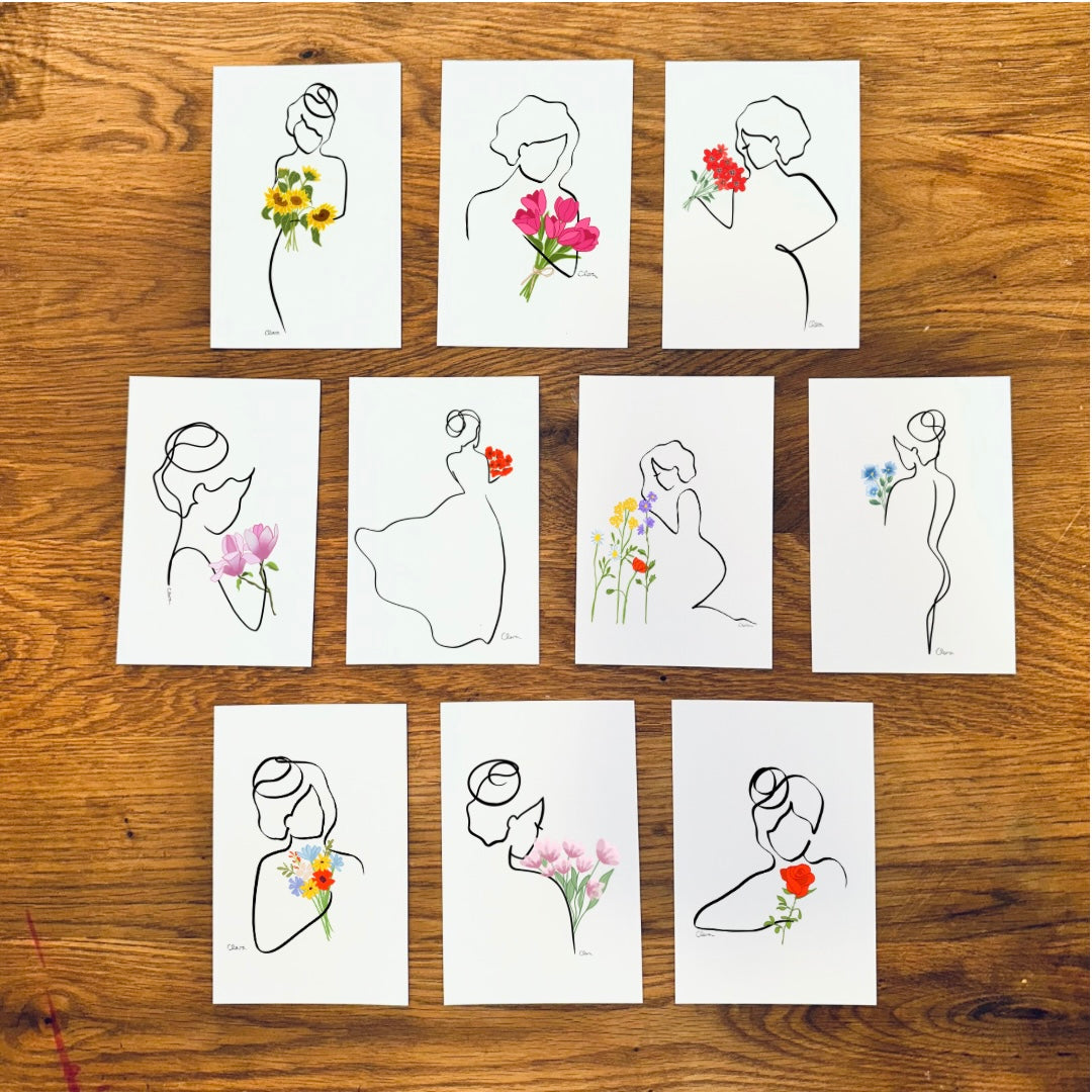PreOrder- Kunstkarten 10er Set Frauen in der Blüte