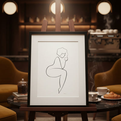 Kaffee oder Tee? Nr. 8-JUDITH CLARA-30x40 cm (zartweiß) Papier 300g-one-line-art