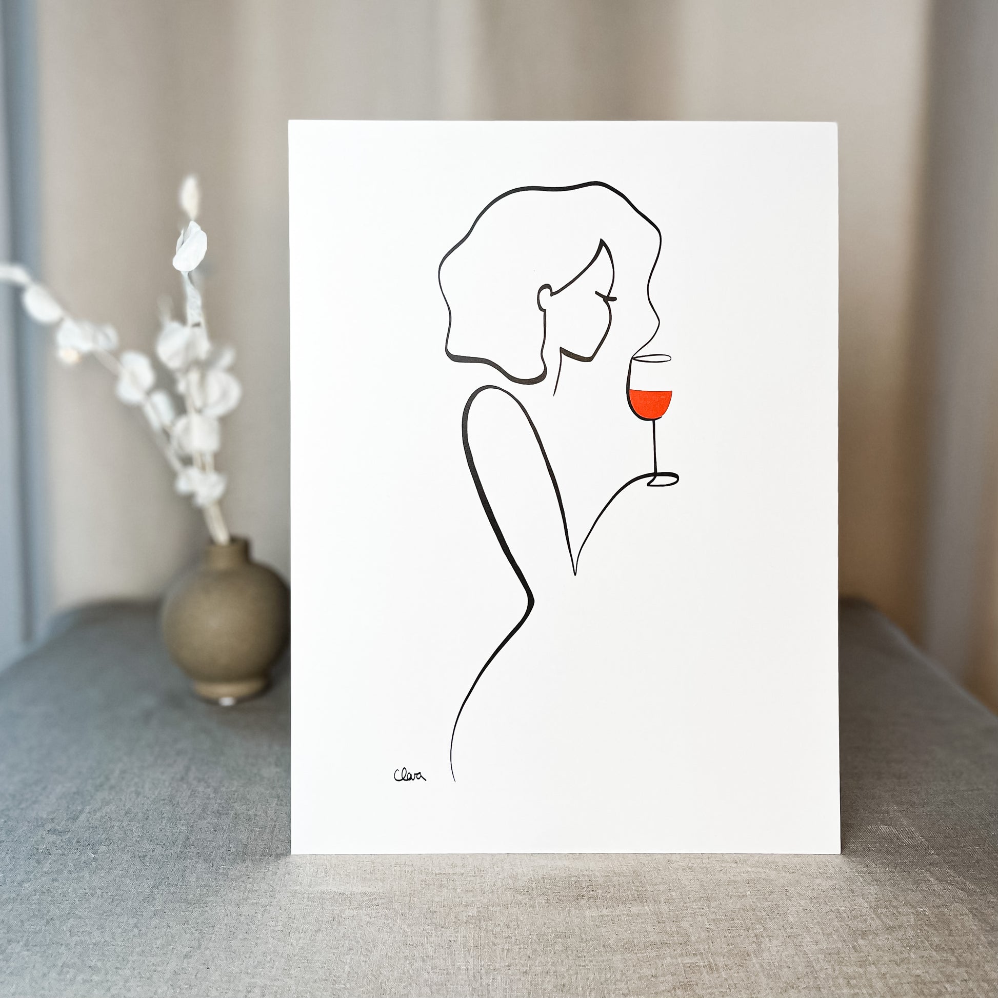 Frauen am Weinen 10er Set Rot-Set-JUDITH CLARA-10x15 cm Papier 300g (zartweiß)-one-line-art
