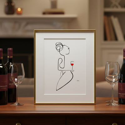 Frauen am Weinen Nr. 5-Kunst-JUDITH CLARA-30x40 cm (zartweiß) Papier 300g-one-line-art