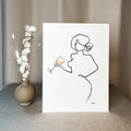 Frauen am Weinen Nr. 6-Kunst-JUDITH CLARA-30x40 cm (zartweiß) Papier 300g-one-line-art
