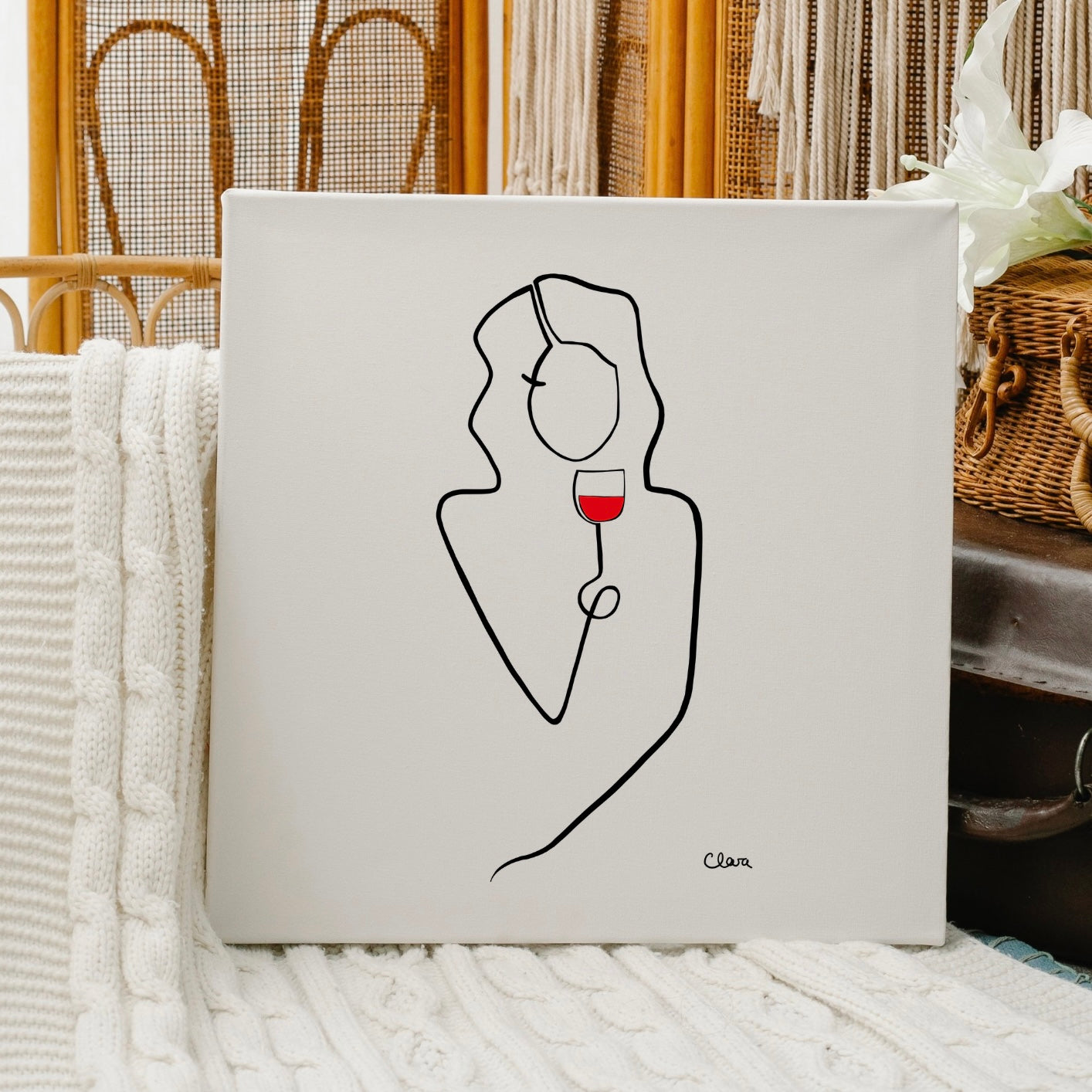 Frauen am Weinen Nr. 1-Kunst-JUDITH CLARA-30x40 cm (zartweiß) Papier 300g-one-line-art