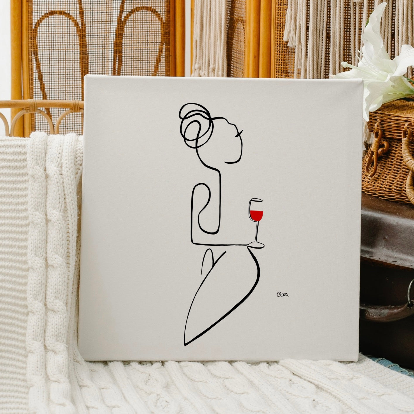 Frauen am Weinen Nr. 5-Kunst-JUDITH CLARA-30x40 cm (zartweiß) Papier 300g-one-line-art