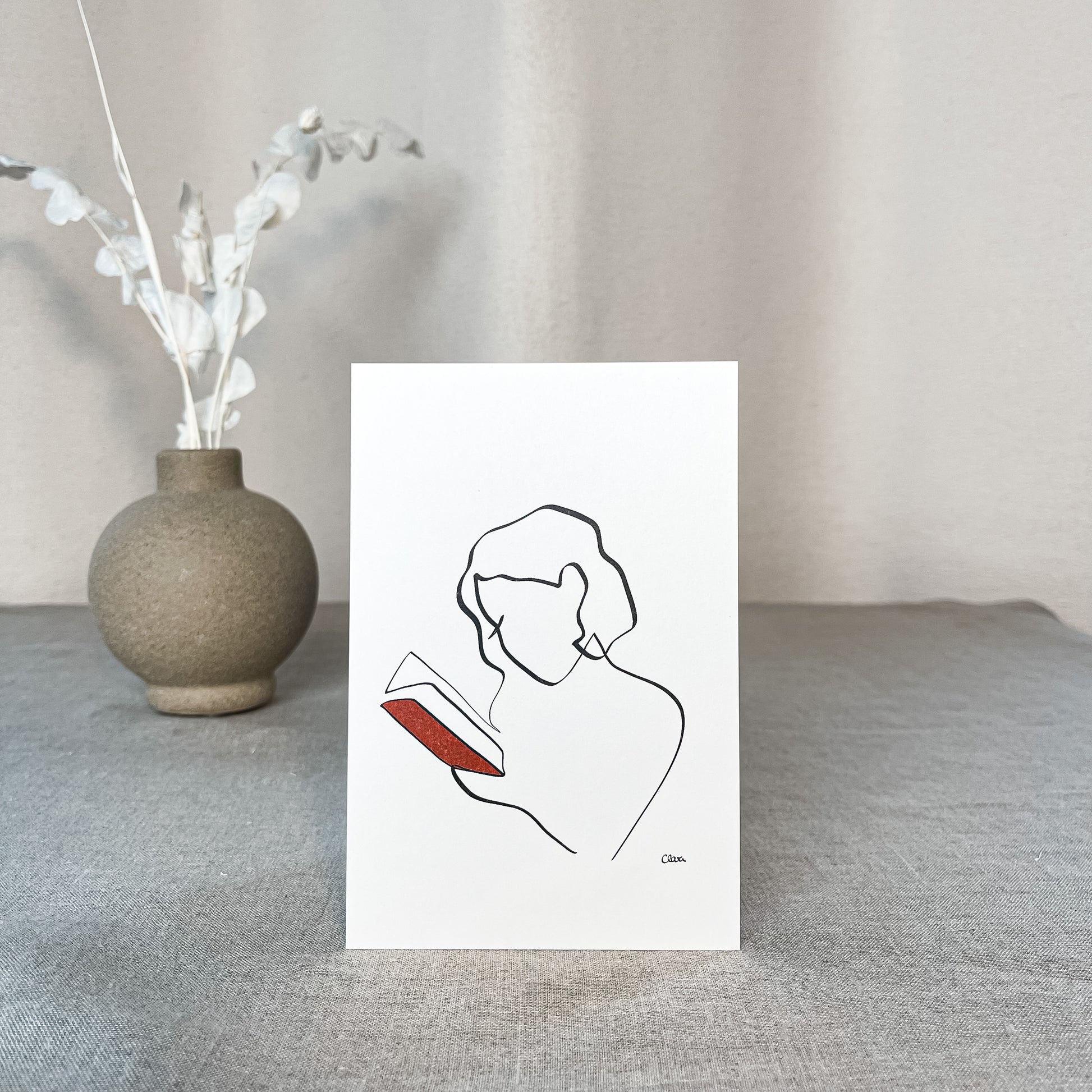 Frauen und Bücher 9er Set | Die gesamte Reihe von Judith Clara-Kunstdruck-JUDITH CLARA-10x15 cm (zartweiß) Papier 300g-one-line-art