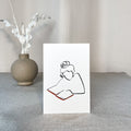 Frauen und Bücher Nr. 3-Kunstdruck-JUDITH CLARA-10x15 cm (zartweiß) Papier 300g-one-line-art