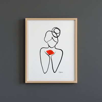 One line art poppy woman by judith clara
