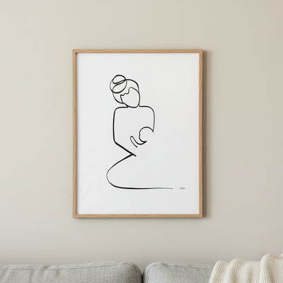 Mutter und Kind Nr. 2-Leinwand-JUDITH CLARA-30x40 cm (zartweiß) Papier 300g-one-line-art
