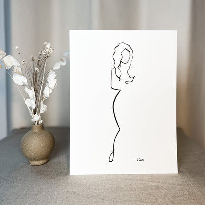 Mutter und Kind Nr. 3-Leinwand-JUDITH CLARA-30x40 cm (zartweiß) Papier 300g-one-line-art