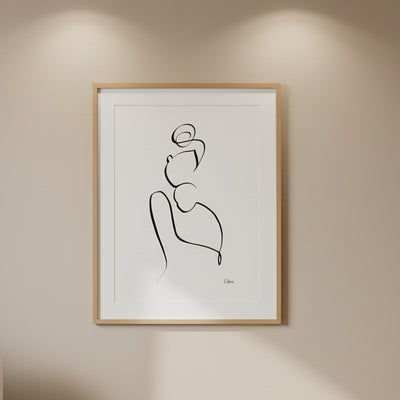 Mutter und Kind Nr. 4-Grußkarte-JUDITH CLARA-30x40 cm (zartweiß) Papier 300g-one-line-art
