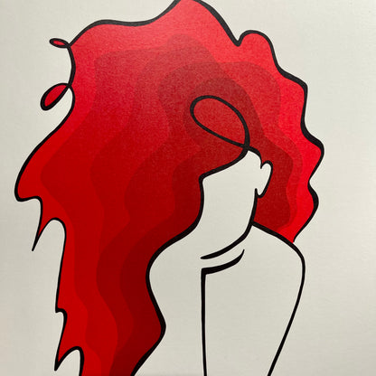 Redhead *Limited Edition* (creme weiß Papier)-Kunstdruck-JUDITH CLARA-2-one-line-art