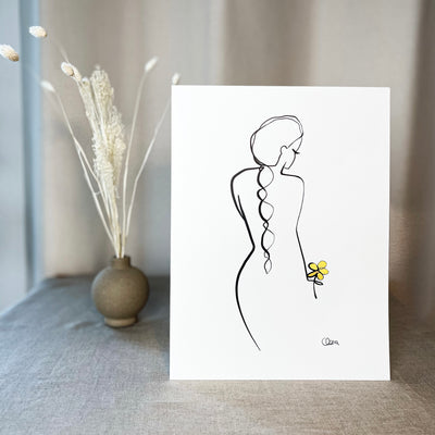 Special Nr. 6 "Rapunzel"-Leinwand-JUDITH CLARA-30x40 cm (zartweiß) Papier 300g-one-line-art