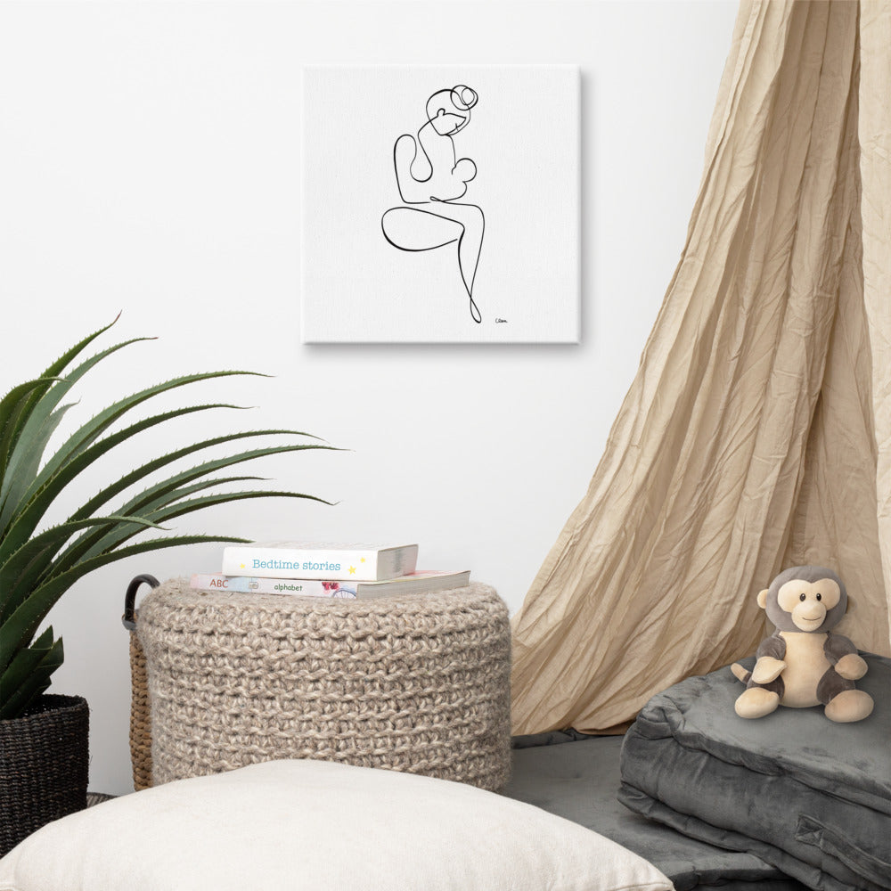 Mutter und Kind Nr. 1-Grußkarte-JUDITH CLARA-40x40 cm Leinwand-one-line-art