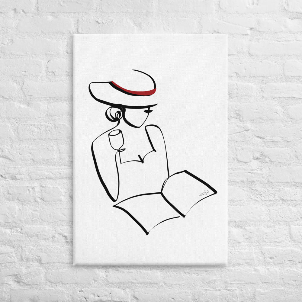 Frauen und Bücher Nr. 5-Kunstdruck-JUDITH CLARA-30x40 cm (zartweiß) Papier 300g-one-line-art