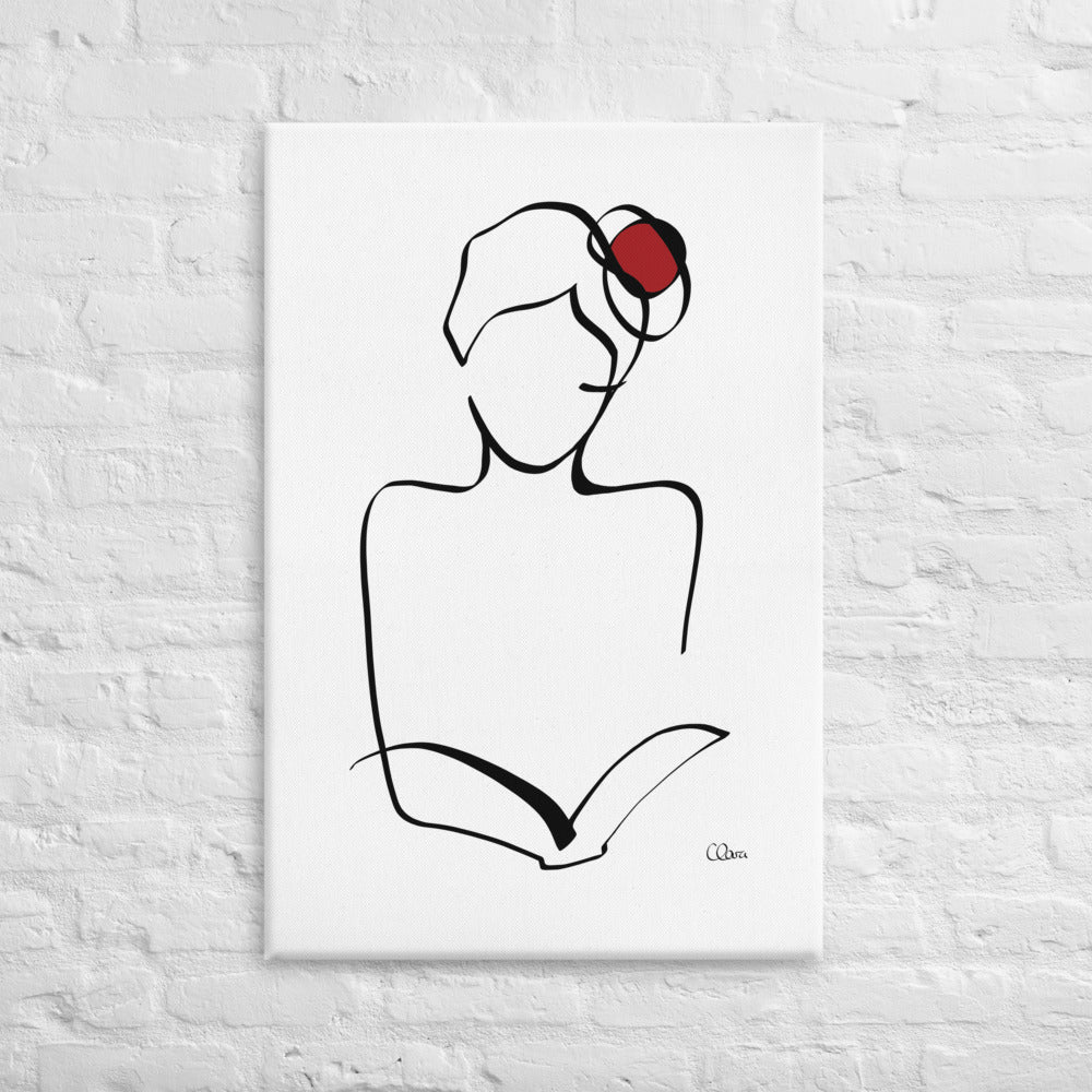 Frauen und Bücher Nr. 8-Kunstdruck-JUDITH CLARA-30x40 cm (zartweiß) Papier 300g-one-line-art