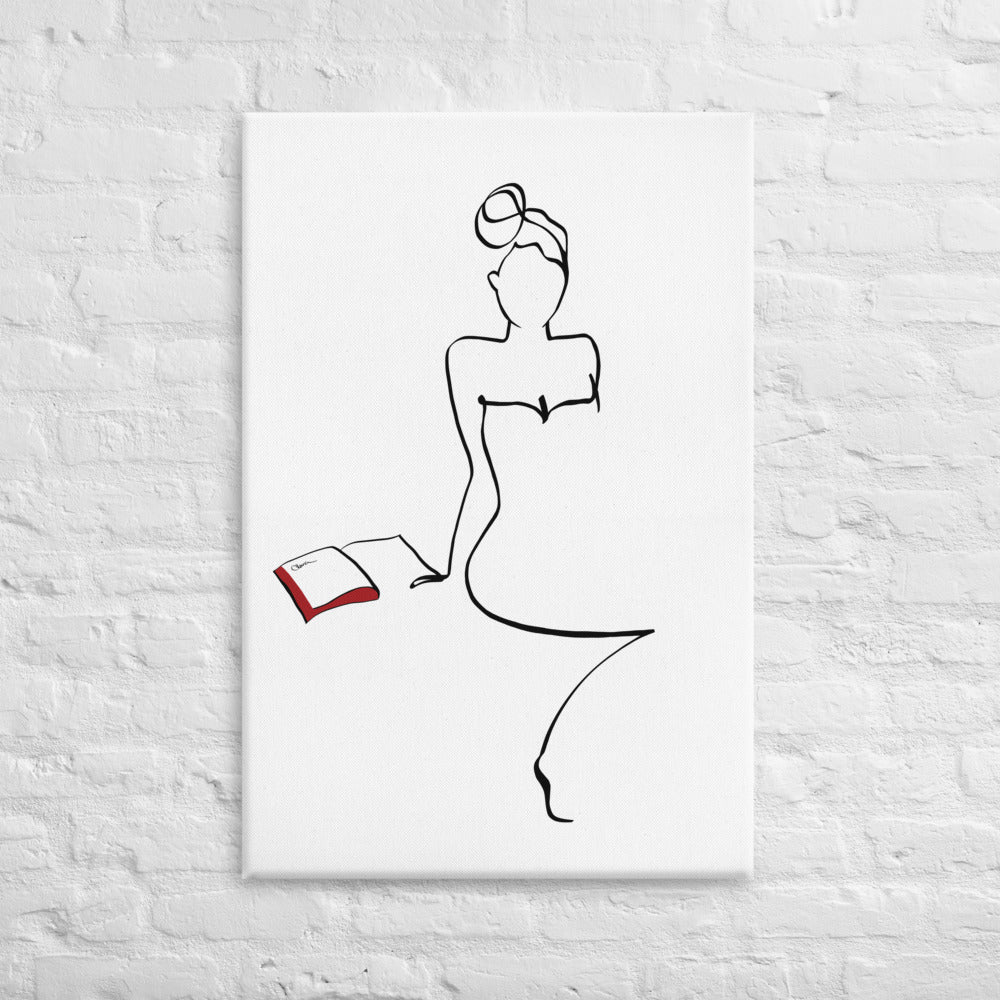 Frauen und Bücher Nr. 9-Kunstdruck-JUDITH CLARA-30x40 cm (zartweiß) Papier 300g-one-line-art