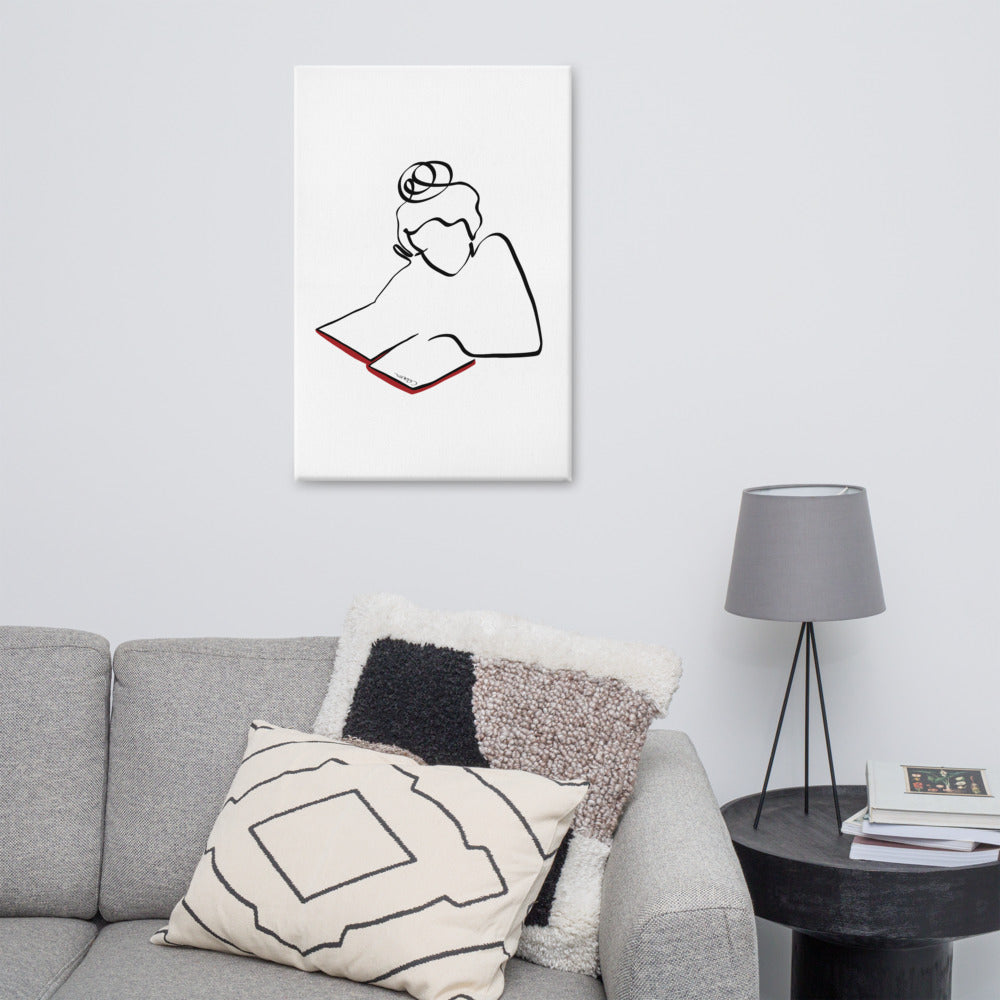 Frauen und Bücher Nr. 3-Kunstdruck-JUDITH CLARA-60x90 cm Leinwand-one-line-art