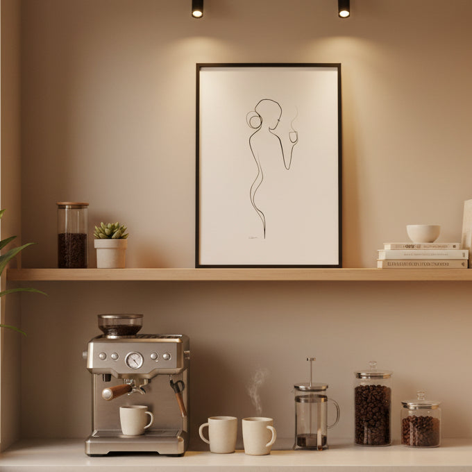 Kaffee oder Tee? Nr. 2-JUDITH CLARA-30x40 cm (zartweiß) Papier 300g-one-line-art