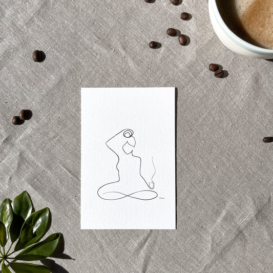 Kaffee oder Tee? Nr. 3-JUDITH CLARA-10x15 cm (zartweiß) Papier 300g-one-line-art