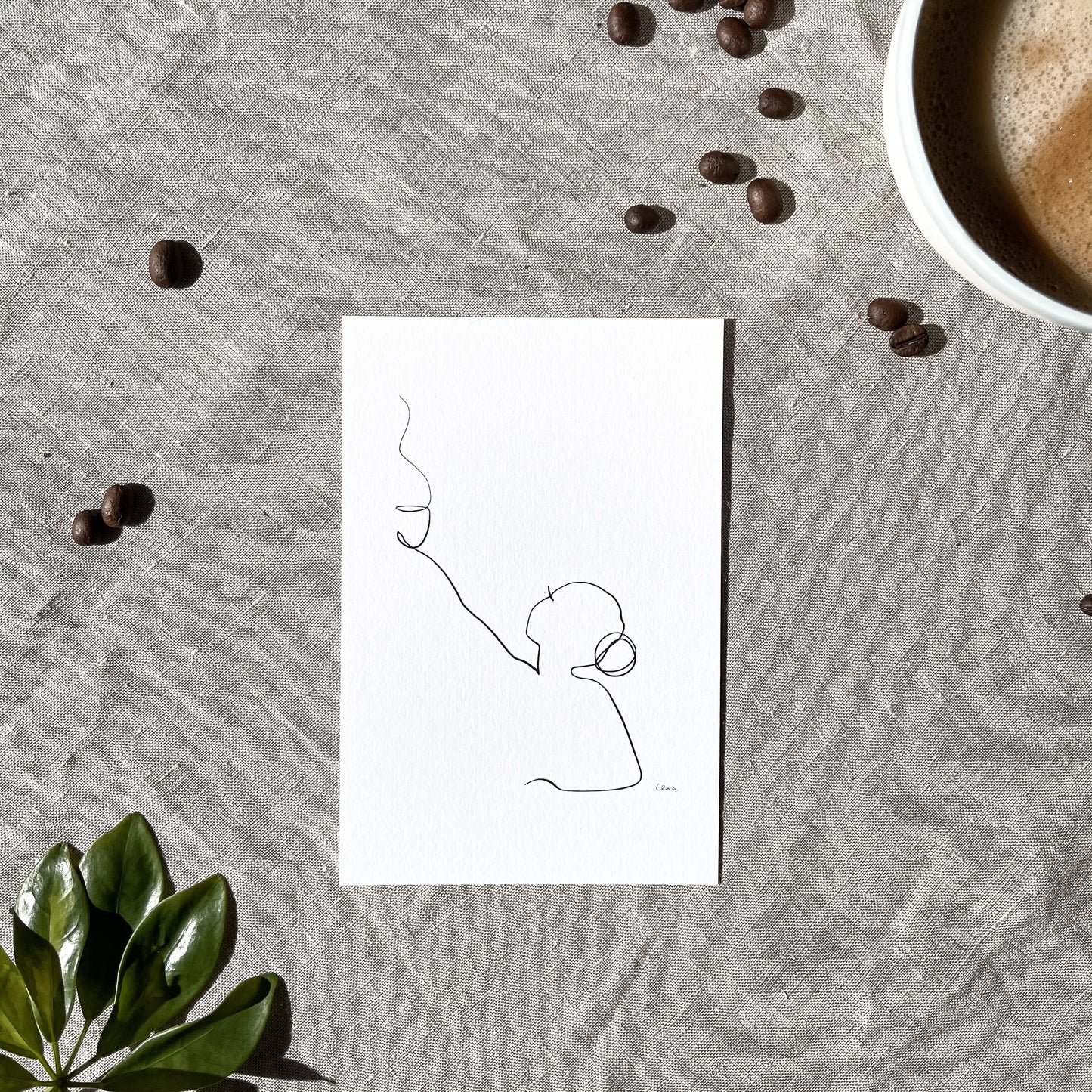 Kaffee oder Tee? Nr. 4-JUDITH CLARA-10x15 cm (zartweiß) Papier 300g-one-line-art