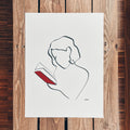 Frauen und Bücher Nr. 1-Kunstdruck-JUDITH CLARA-30x40 cm *Limited* (creme weiß) Papier 300g-one-line-art