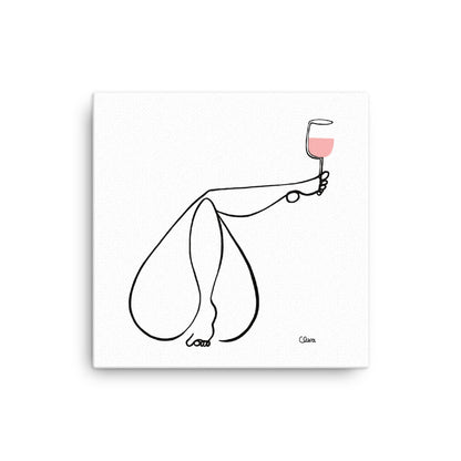 Frauen am Weinen Nr. 9 ROSÉ-Leinwand-JUDITH CLARA-30x30 cm Leinwand-one-line-art