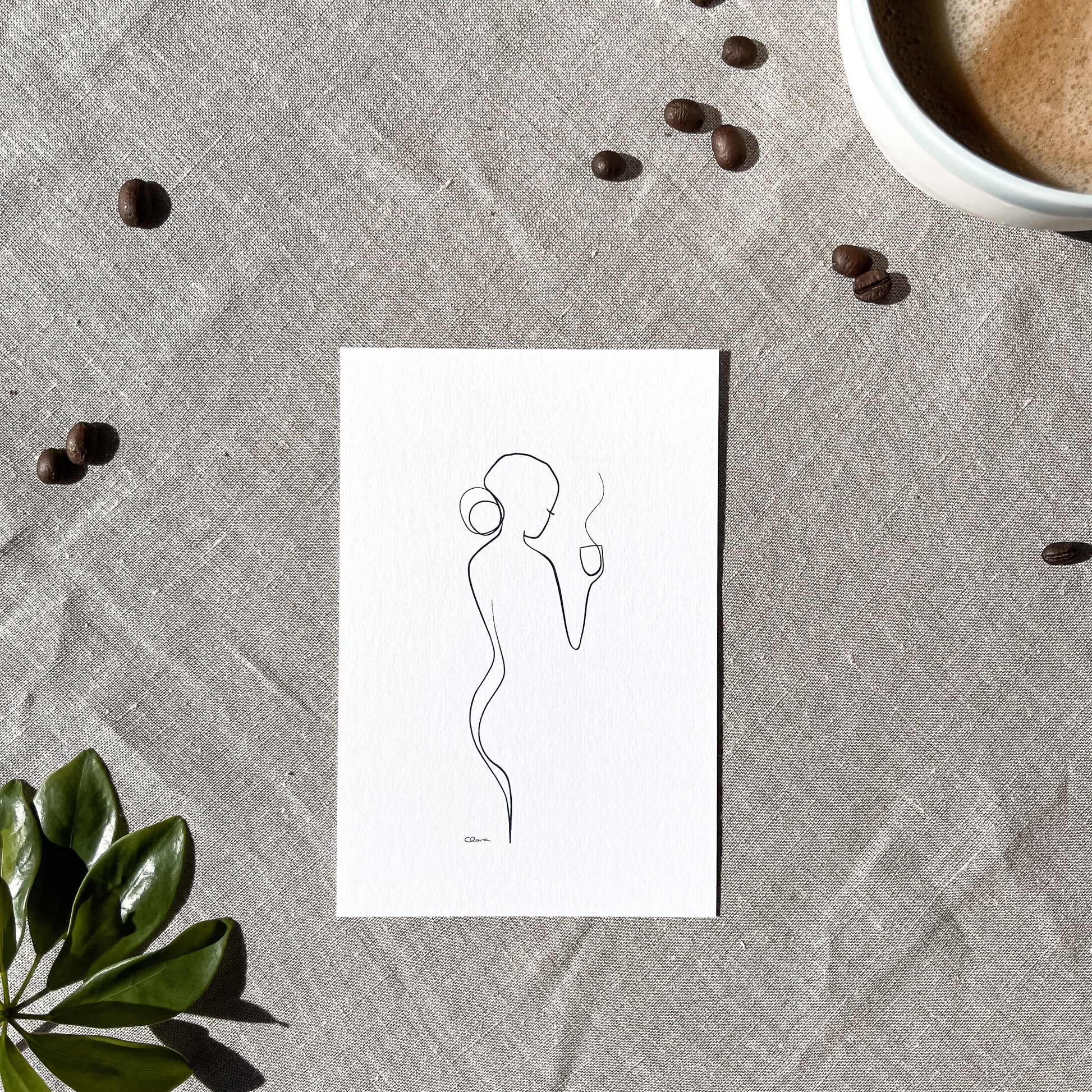 Kaffee oder Tee? Nr. 2-JUDITH CLARA-10x15 cm (zartweiß) Papier 300g-one-line-art