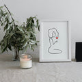 Frauen am Weinen Nr. 4-Kunst-JUDITH CLARA-30x40 cm (zartweiß) Papier 300g-one-line-art