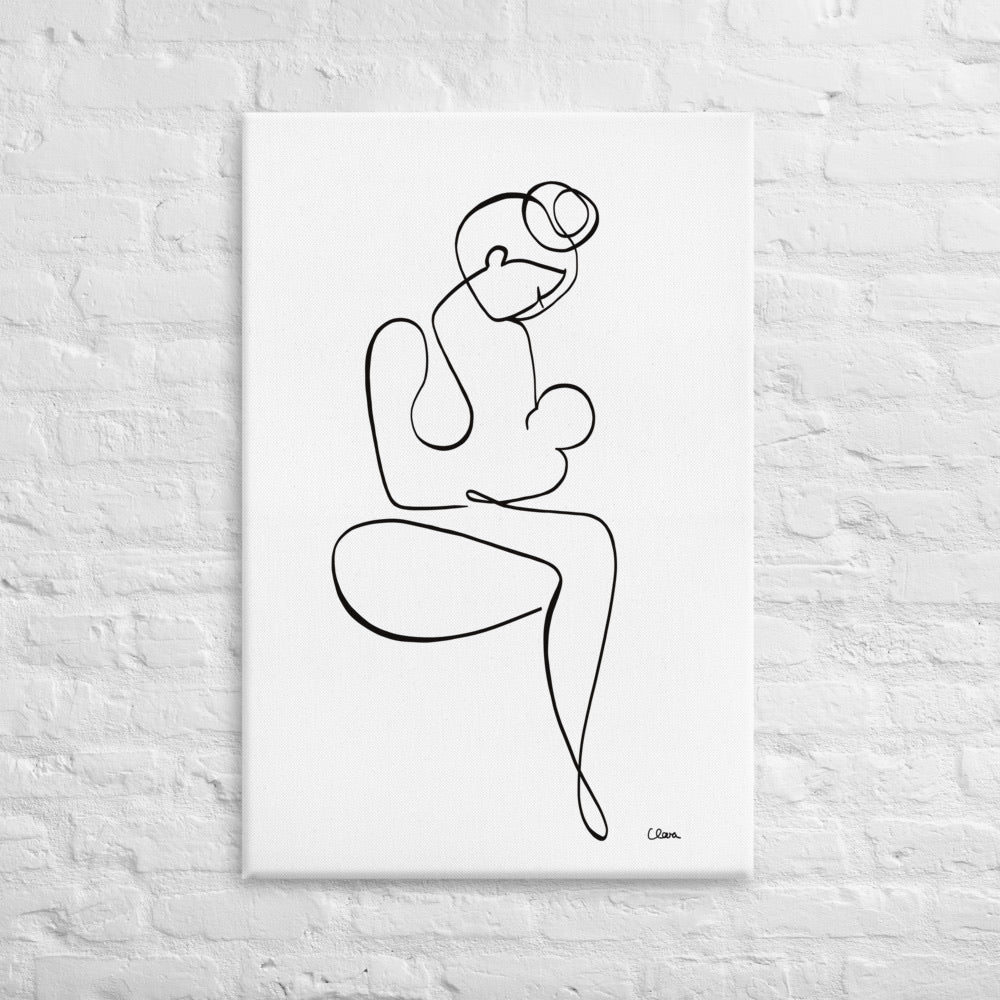 Mutter und Kind Nr. 1-Grußkarte-JUDITH CLARA-30x40 cm (zartweiß) Papier 300g-one-line-art