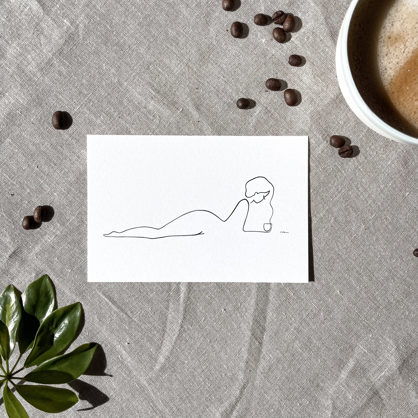 Kaffee oder Tee? Nr. 1-JUDITH CLARA-15x10 cm (zartweiß) Papier 300g-one-line-art