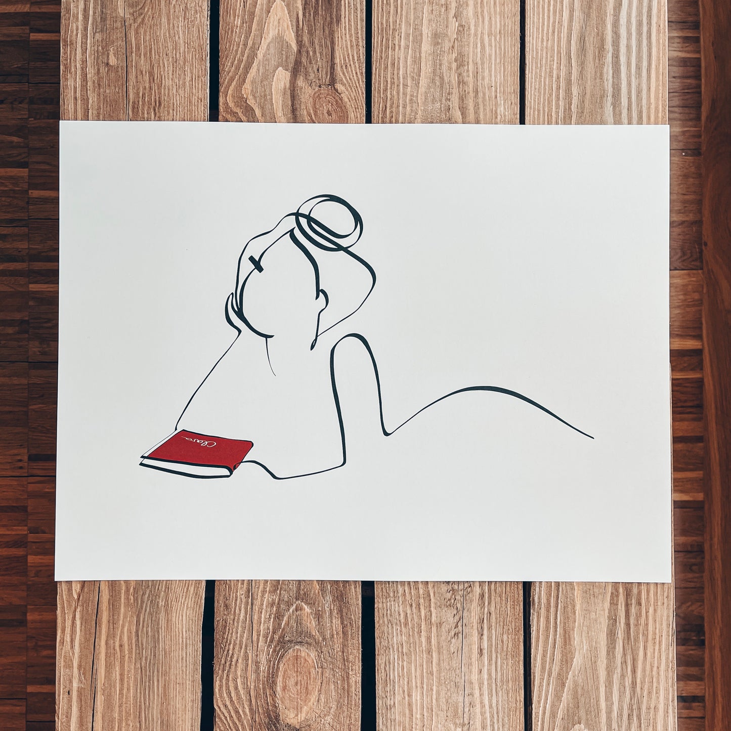 Frauen und Bücher Nr. 2-Kunstdruck-JUDITH CLARA-40x30 cm *Limited* (creme weiß) Papier 300g-one-line-art