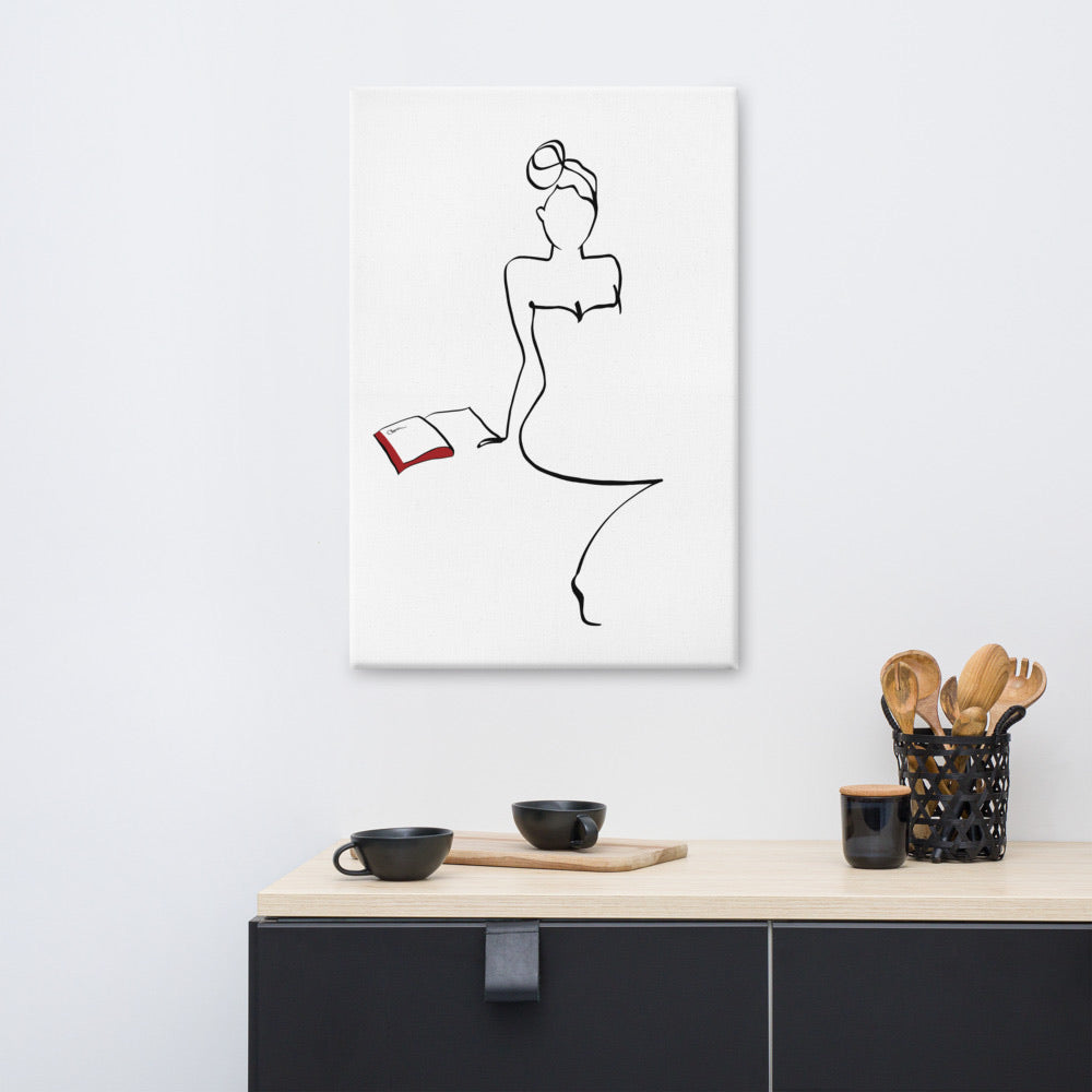Frauen und Bücher Nr. 9-Kunstdruck-JUDITH CLARA-60x90 cm Leinwand-one-line-art